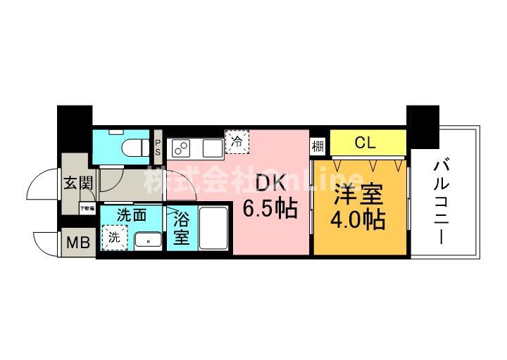 エグゼ大阪CITYオースティン(1DK/7階)の間取り写真