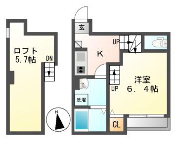 CATHBHARR車道(1K/1階)の間取り写真