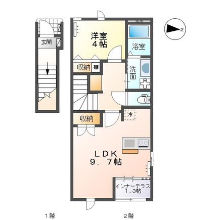 アゲルハウス岩切(1LDK/2階)の間取り写真