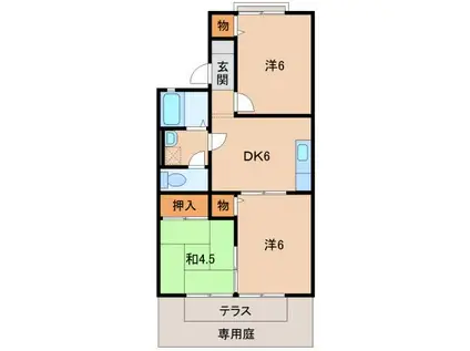 プリシェール井辺(3DK/1階)の間取り写真