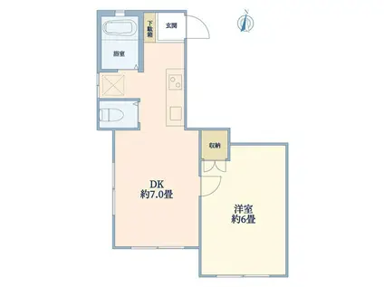 CASA(1DK/1階)の間取り写真