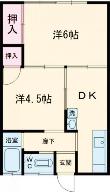 ゆたか荘(2DK/1階)の間取り写真