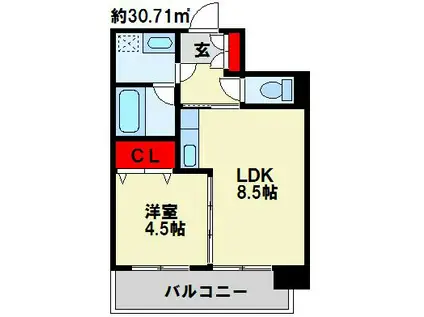 HAMIEL千防(1LDK/2階)の間取り写真