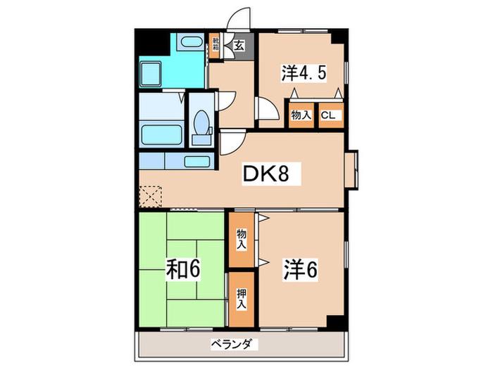 ヴェルデコリーナ(3DK/2階)の間取り写真