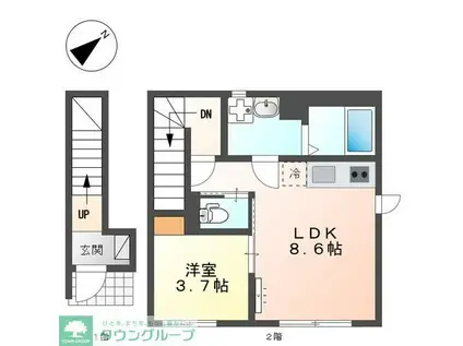 ESPOIR HILLS(1LDK/2階)の間取り写真