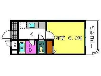 プリミエール白鷺(1K/1階)の間取り写真