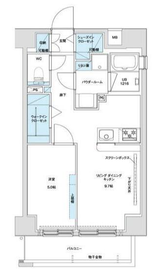 ミルーナヒルズエグラス梅島(1LDK/1階)の間取り写真