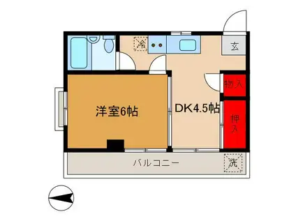 コーポ野崎(1DK/2階)の間取り写真