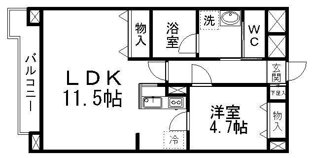 新田東レジデンス(1LDK/7階)の間取り写真