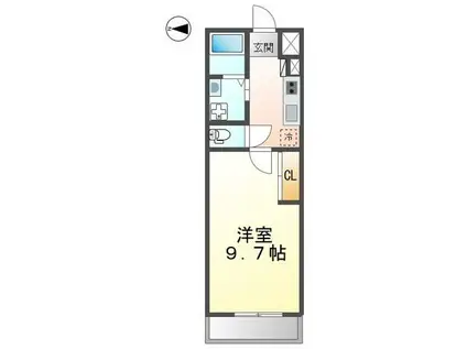 エチュード鳩羽(1K/2階)の間取り写真