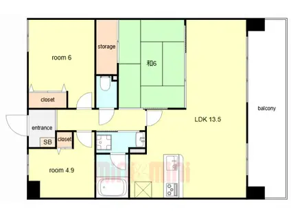 カルム御影(3LDK/2階)の間取り写真