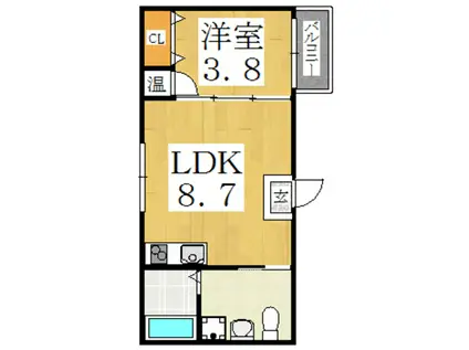 メゾン・オークル2(1LDK/1階)の間取り写真