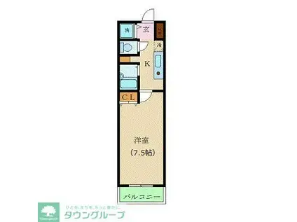 カスタリア新宿(1K/2階)の間取り写真