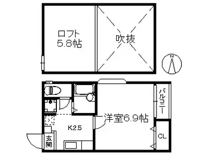 ENJOYコーポ別府 159(1K/1階)の間取り写真