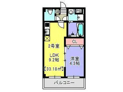 アルコバレーノ マクハリ(1LDK/2階)の間取り写真