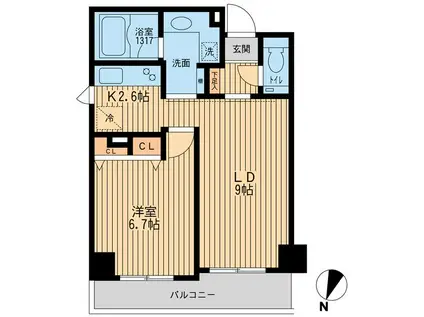 クリオ上野毛ラ・モード(1LDK/4階)の間取り写真