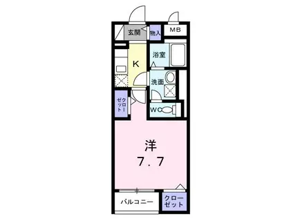 ダウンタウン ワイ(1K/1階)の間取り写真