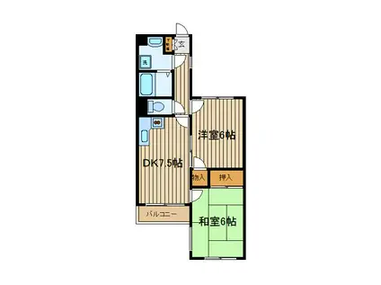 マグノリアンハウス(2DK/3階)の間取り写真