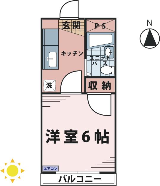 オレンジ ペコ(ワンルーム/2階)の間取り写真