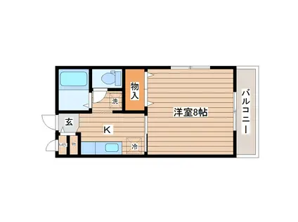 ハイデンス山手(1K/1階)の間取り写真