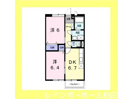 ラフィーネ 木下(2DK/1階)の間取り写真