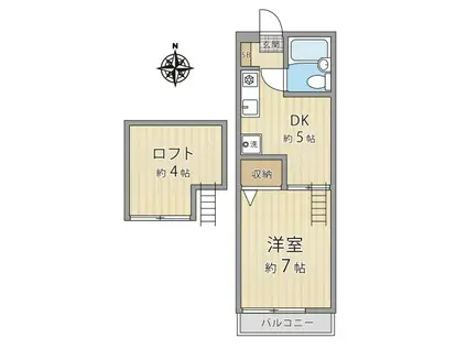 アムール中根(1DK/2階)の間取り写真