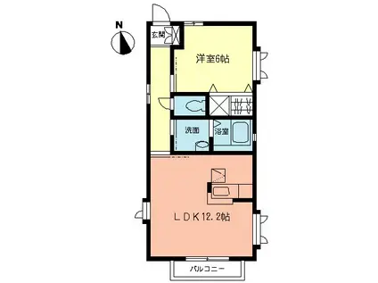 スクエアII(1LDK/1階)の間取り写真