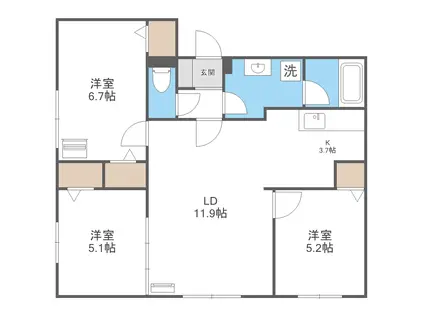 BRIGHT GARDEN 209(3LDK/2階)の間取り写真