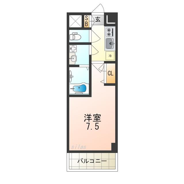 グランデュール大今里西(1K/5階)の間取り写真