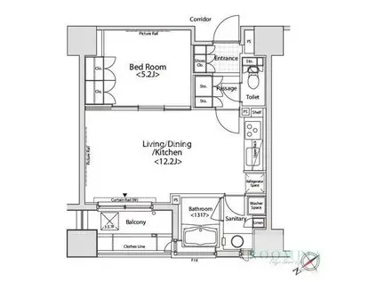 カスタリア目黒かむろ坂(1LDK/9階)の間取り写真