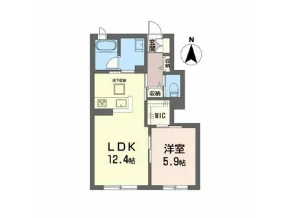 シャーメゾン上河原西 B棟(1LDK/1階)の間取り写真