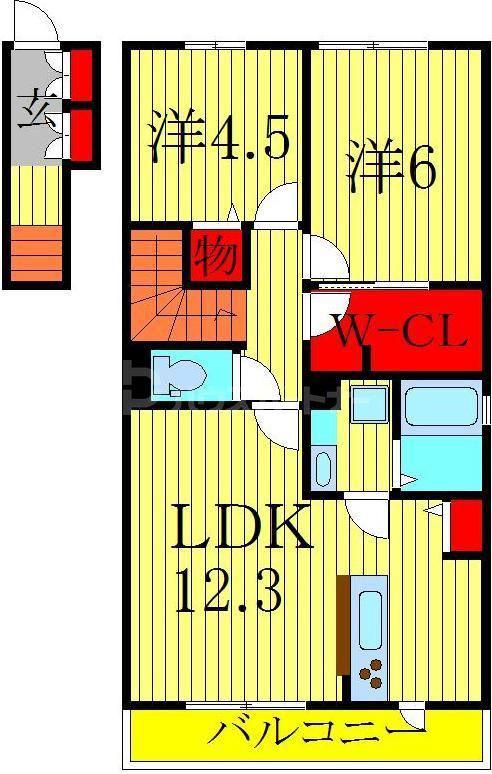 ブリエ II(2LDK/2階)の間取り写真