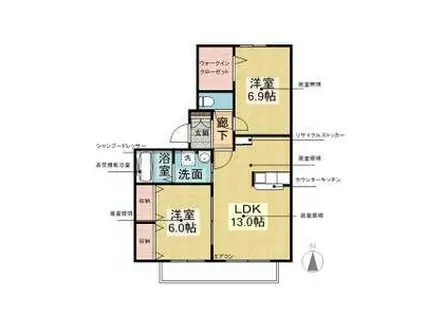 トークヴィレッジV C棟(2LDK/1階)の間取り写真