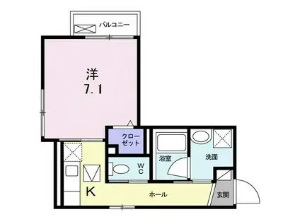 ラフェリオII(1K/1階)の間取り写真