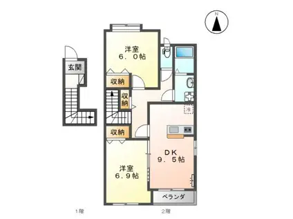 プリマヴェーラII(2DK/2階)の間取り写真