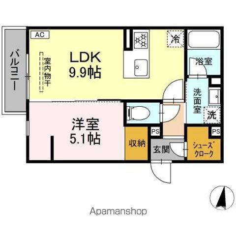 DBLESS川崎 イースト(1LDK/2階)の間取り写真