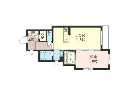 シャトー・ド・フルール(1LDK/2階)の間取り写真