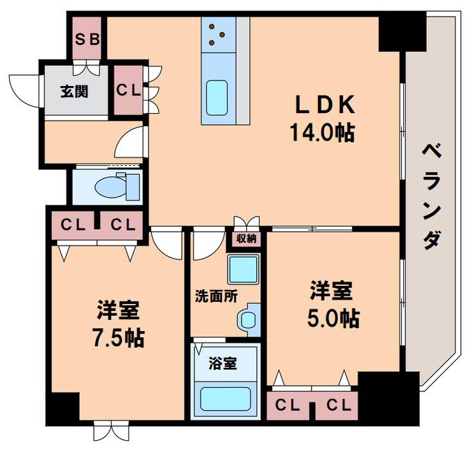 MONMAISON1(2LDK/2階)の間取り写真