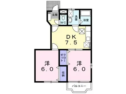 グリーンハイツB(2DK/1階)の間取り写真