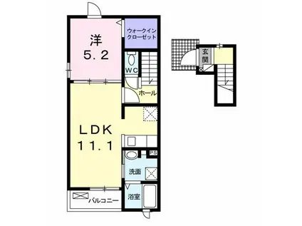 アルカンシエル(1LDK/2階)の間取り写真