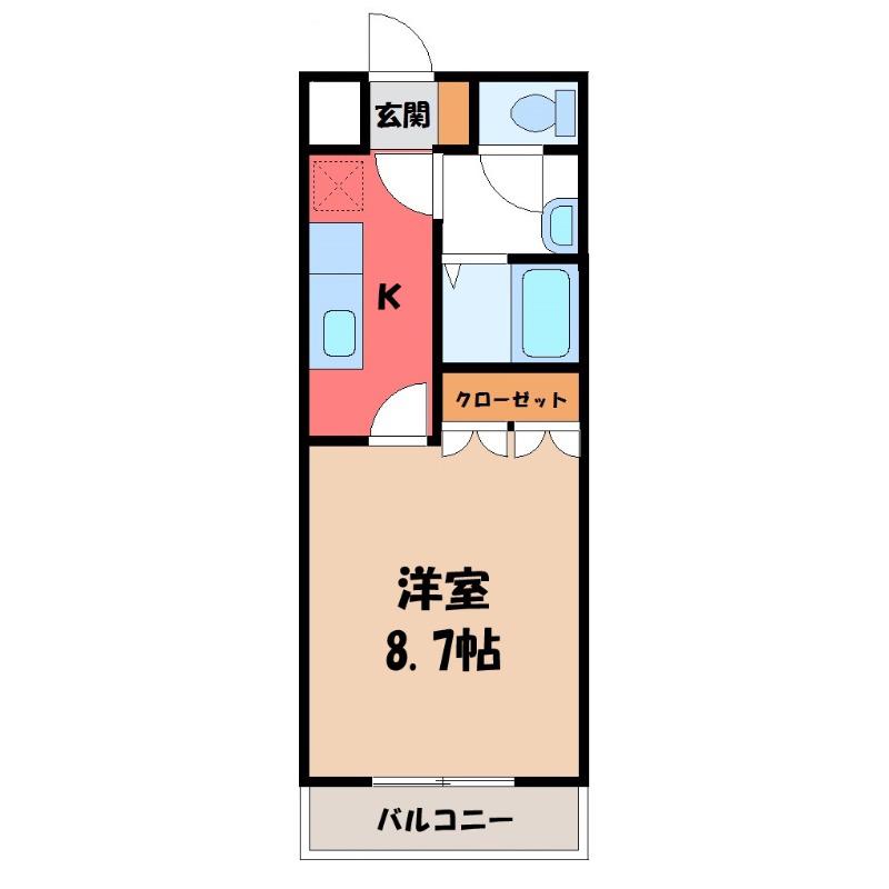 ジャルディニエールD(1K/1階)の間取り写真