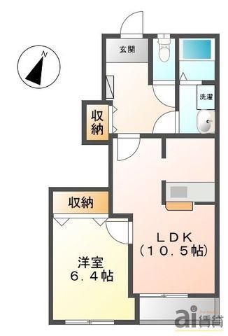 Dモンド(1LDK/1階)の間取り写真