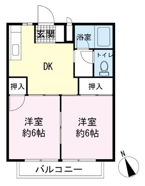 シティハイツ若葉(2DK/1階)の間取り写真