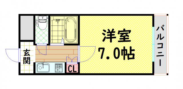 シャルマンJS(1K/7階)の間取り写真
