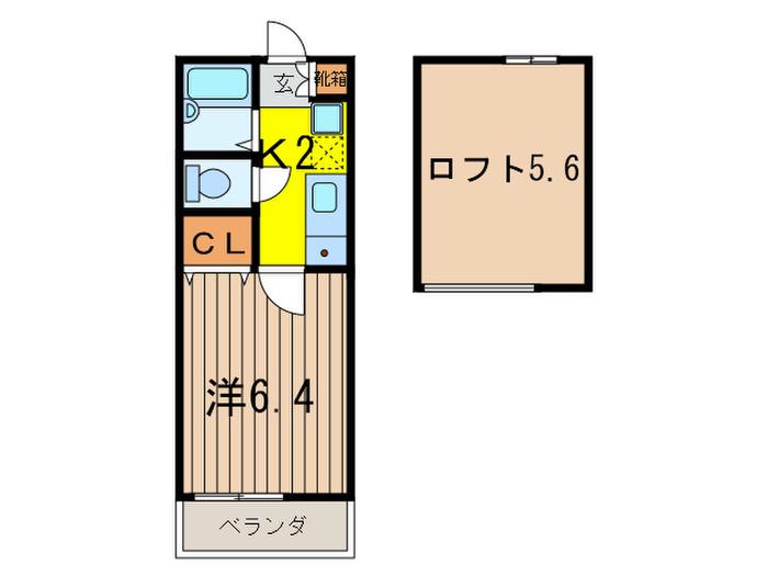 コモハイツ溝の口(1K/2階)の間取り写真