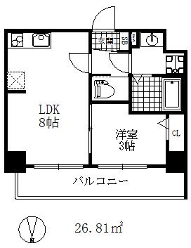 プレサンス兵庫駅前(1LDK/2階)の間取り写真