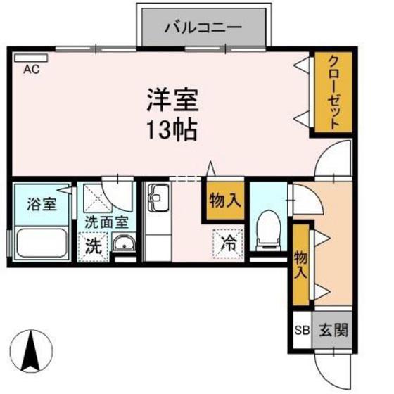 ももたろうハイツ(ワンルーム/2階)の間取り写真
