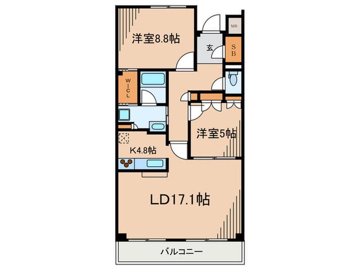 アビティ目黒(2LDK/5階)の間取り写真