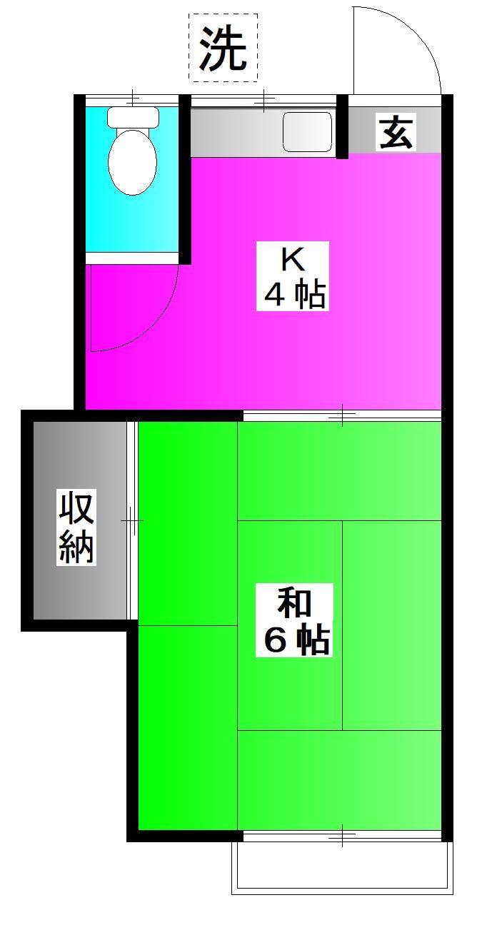 コーポ豊田(1K/2階)の間取り写真