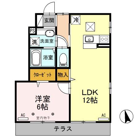 愛宕の杜 B 101(1LDK/1階)の間取り写真